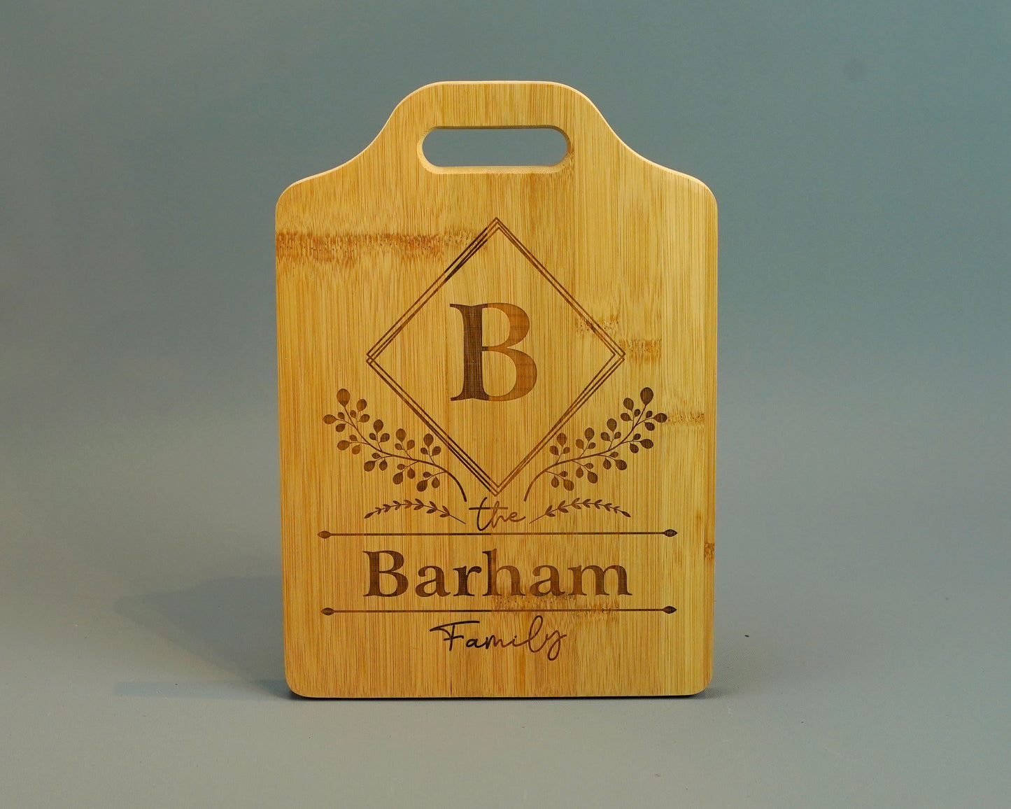 Personalized Wood Cutting Board with Handle Wedding Gift, Custom Engraved Bamboo Chopping Block, Custom Last Name Anniversary Gift