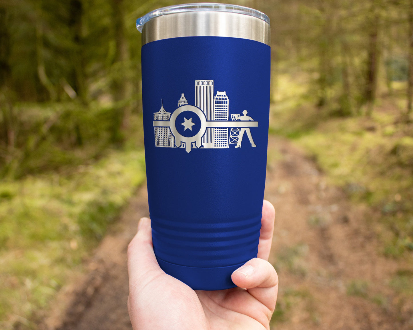 Tulsa Flag Tumbler Engraved Tumbler with Tulsa Flag and Tulsa Skyline, Perfect gift to show of your love for Tulsa