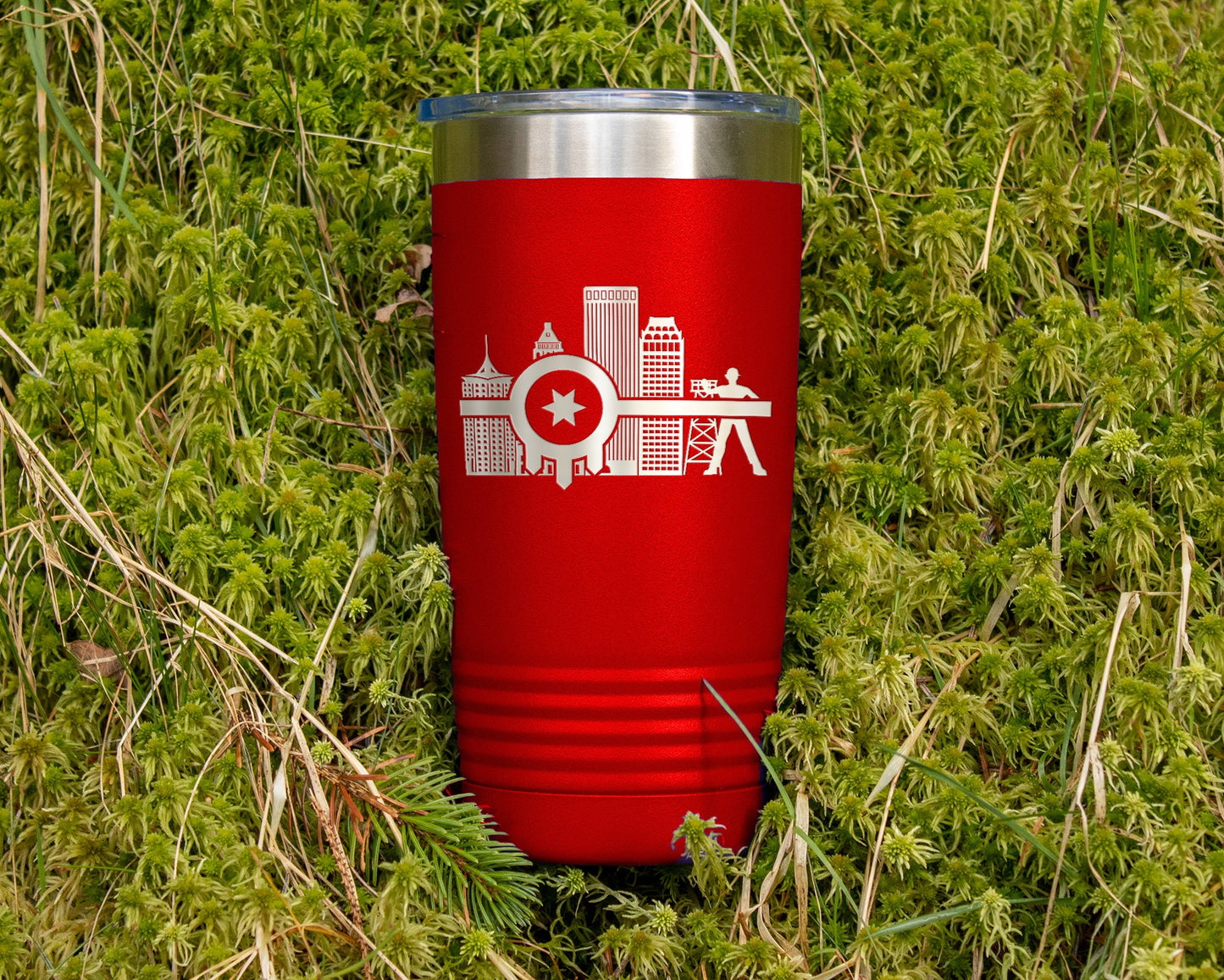 Tulsa Flag Tumbler Engraved Tumbler with Tulsa Flag and Tulsa Skyline, Perfect gift to show of your love for Tulsa