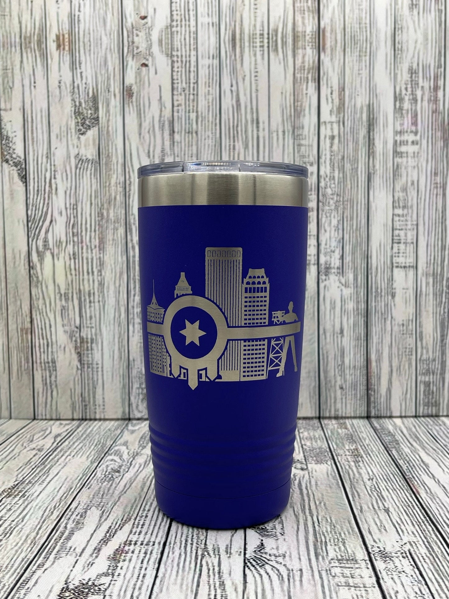 Tulsa Flag Tumbler Engraved Tumbler with Tulsa Flag and Tulsa Skyline, Perfect gift to show of your love for Tulsa