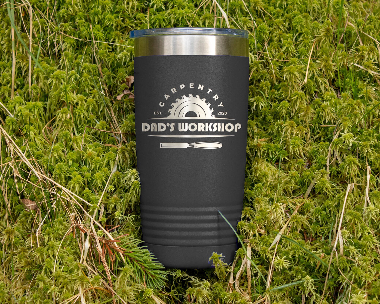 Dad's Workshop Laser Engraved Tumbler - 20 oz Woodworking-Themed Gift for Father's Day