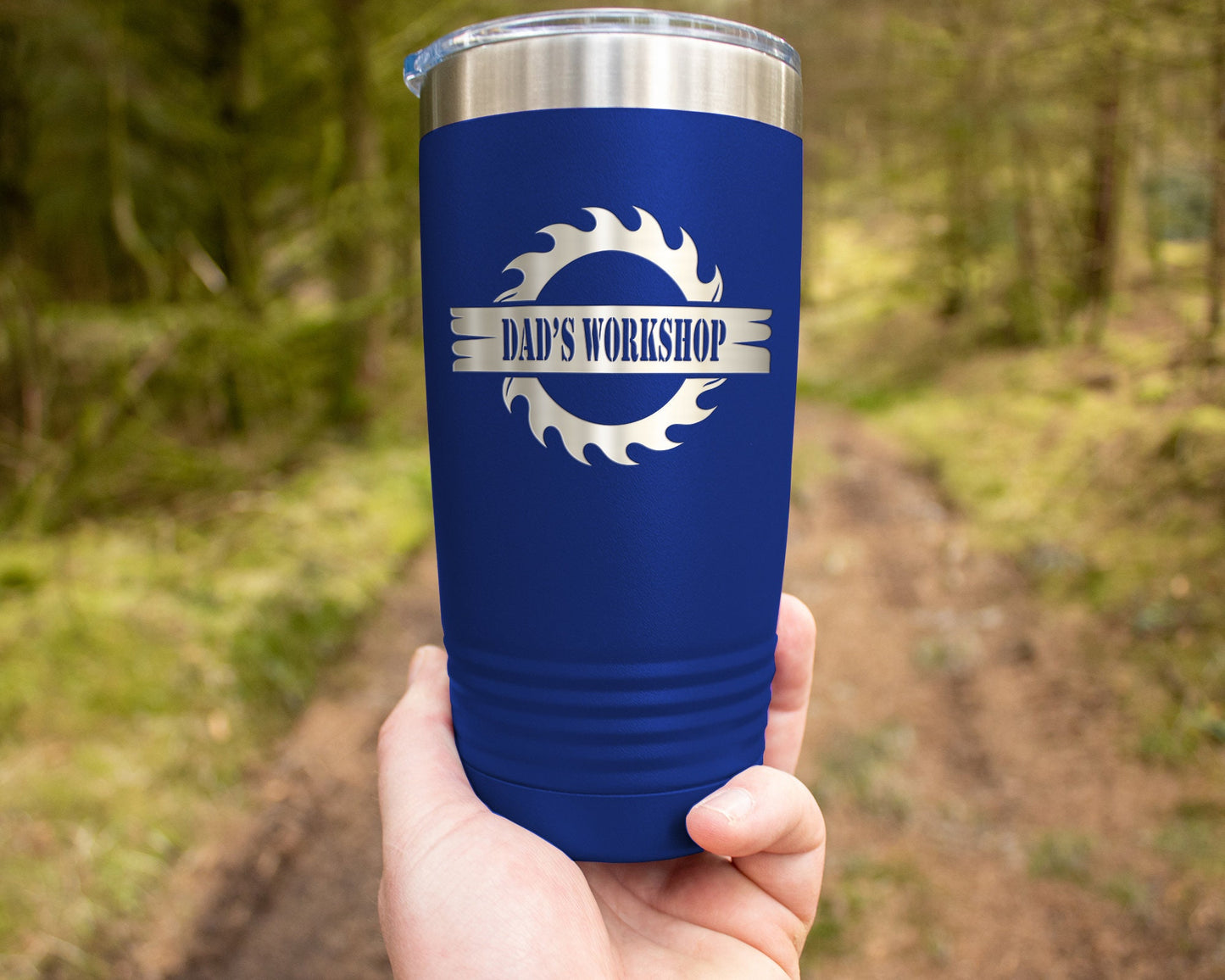 Dad's Workshop Gift: 20oz Custom Woodworking Theme Tumbler for Father's Day