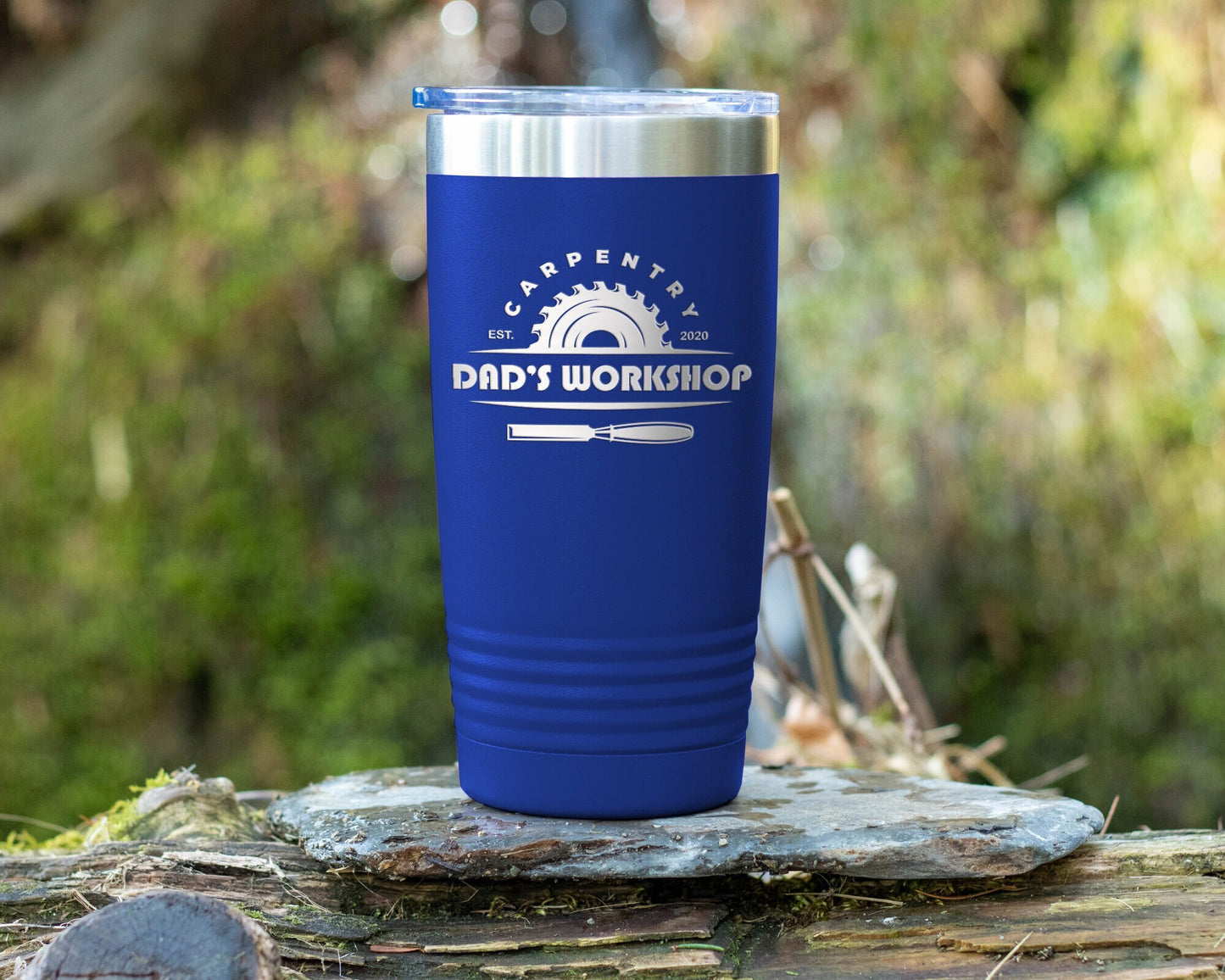 Dad's Workshop Laser Engraved Tumbler - 20 oz Woodworking-Themed Gift for Father's Day