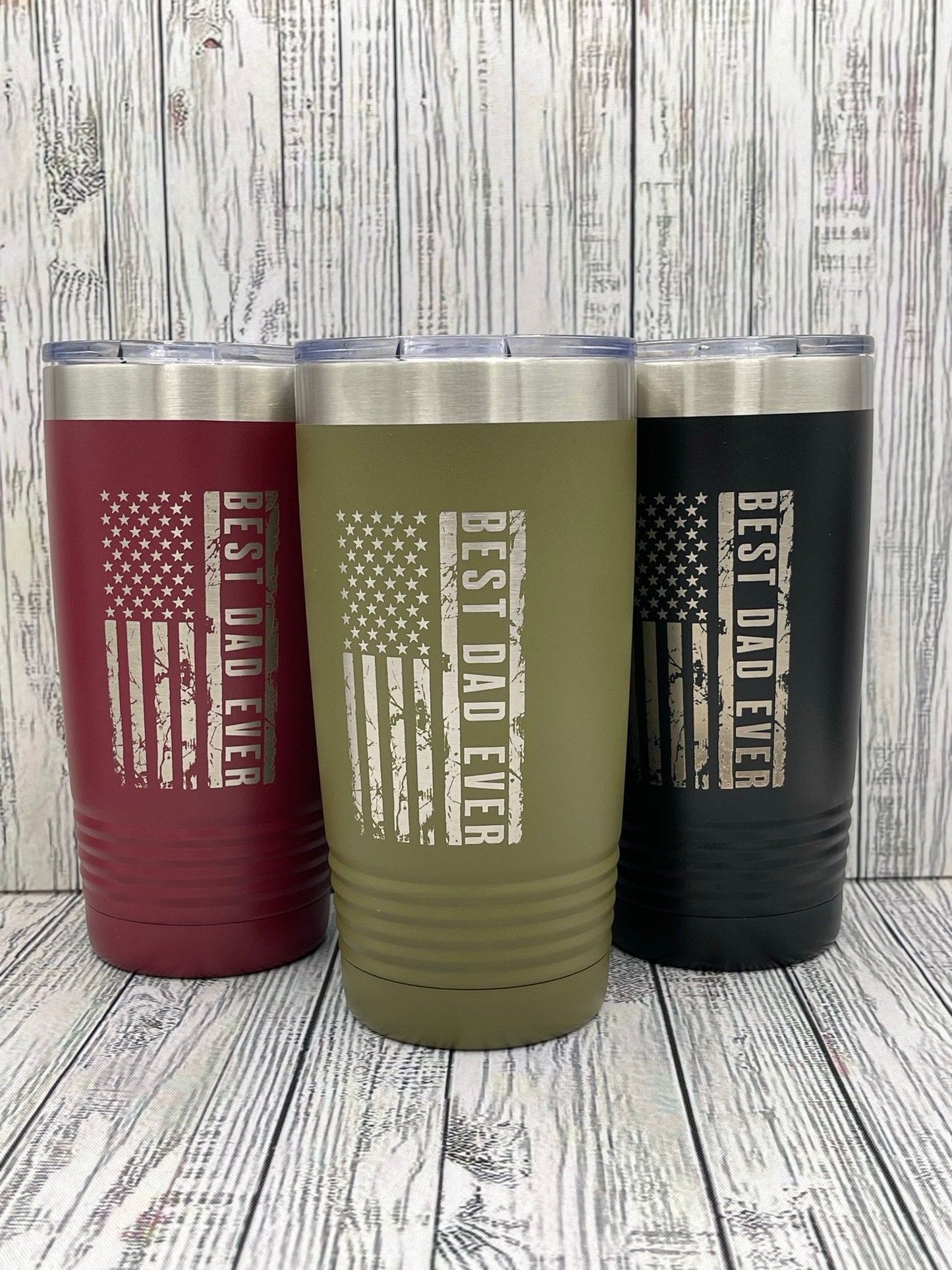 Best Dad Ever America Flag 20oz Tumbler Perfect Fathers Day Gift Laser Engraved Cup