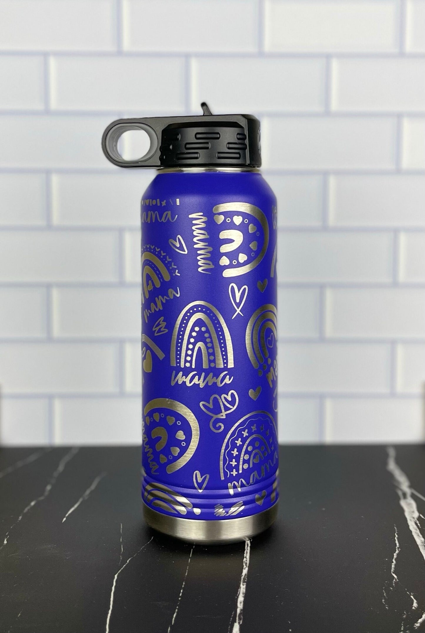 Rainbow Mama 32oz Water Bottle, Laser Engraved, Christmas Gift, Mothers Day Gift
