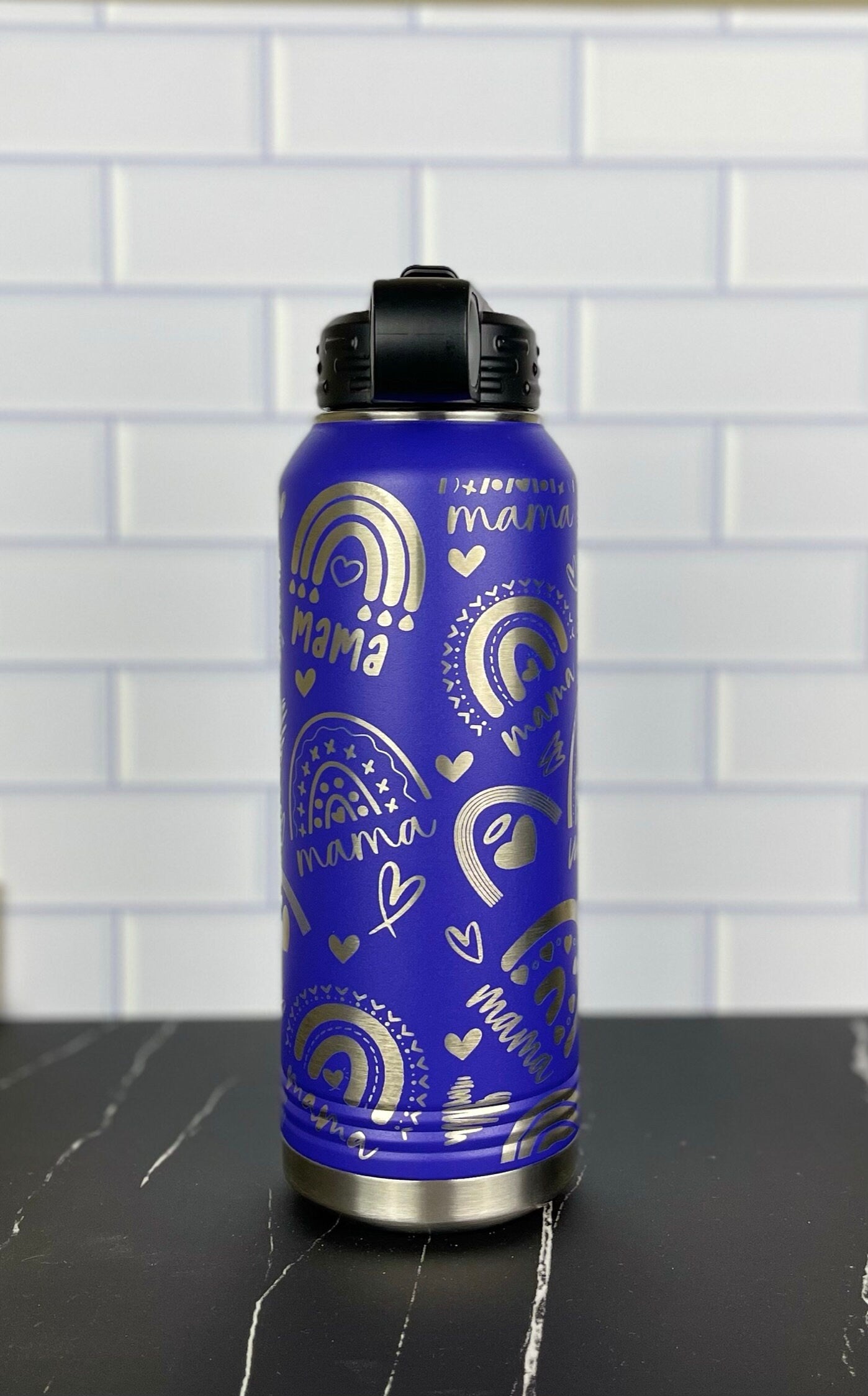 Rainbow Mama 32oz Water Bottle, Laser Engraved, Christmas Gift, Mothers Day Gift