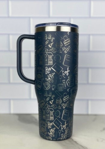 40OZ Teacher Tumbler with Handle, Complete wrap 40oz Tumbler, Back to School Gift!