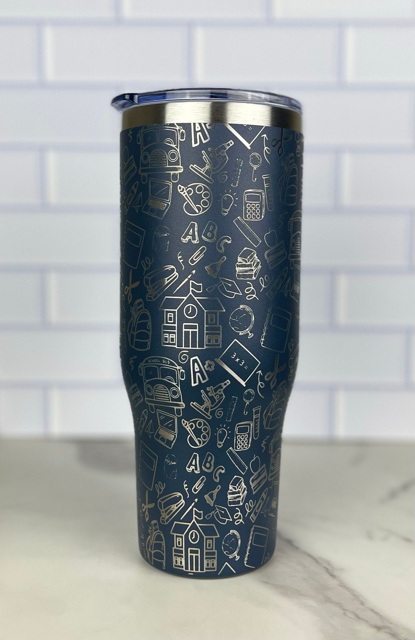 40OZ Teacher Tumbler with Handle, Complete wrap 40oz Tumbler, Back to School Gift!