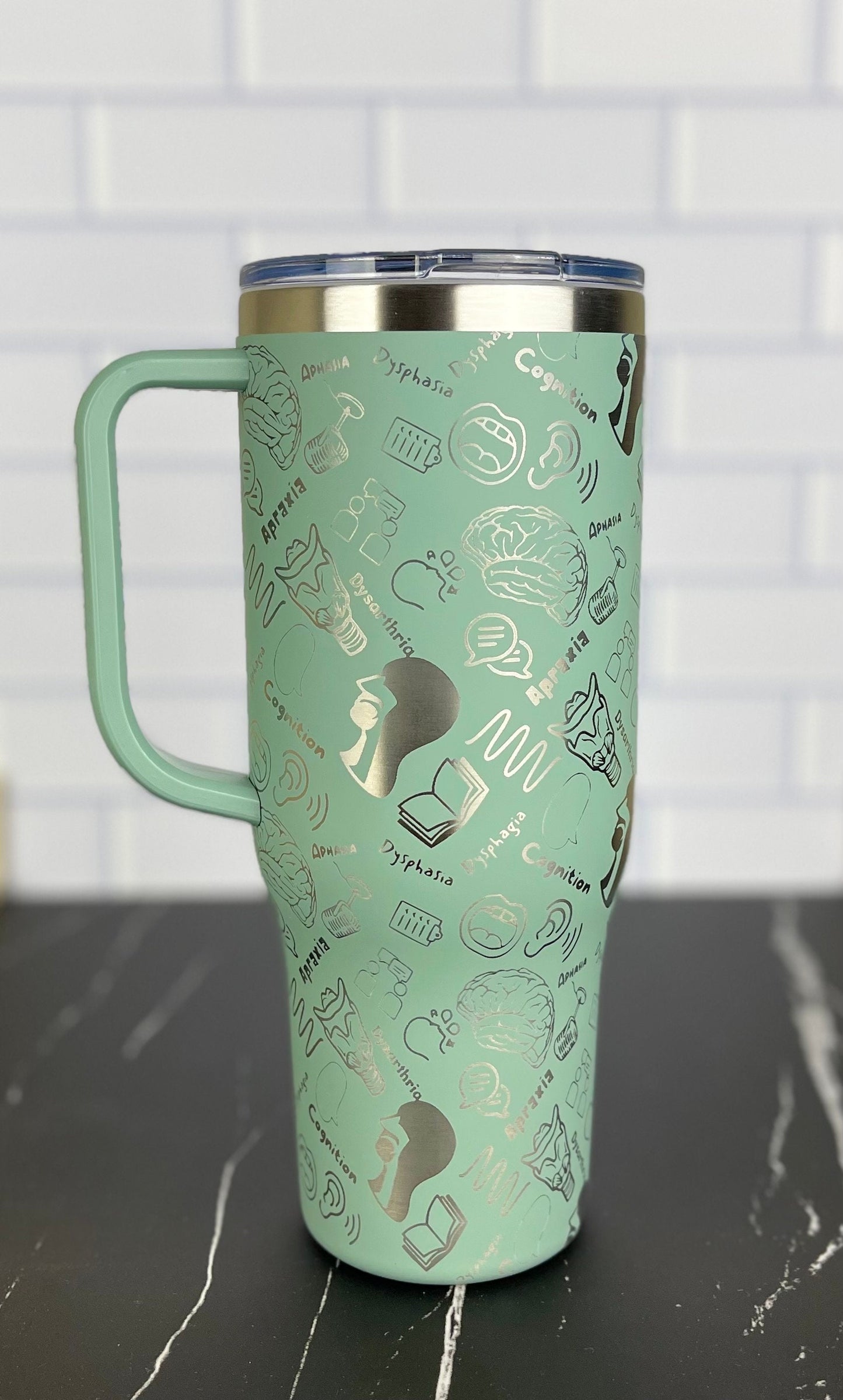40oz SLP Tumbler, Laser Engraved Cup, Speech Language Pathologist
