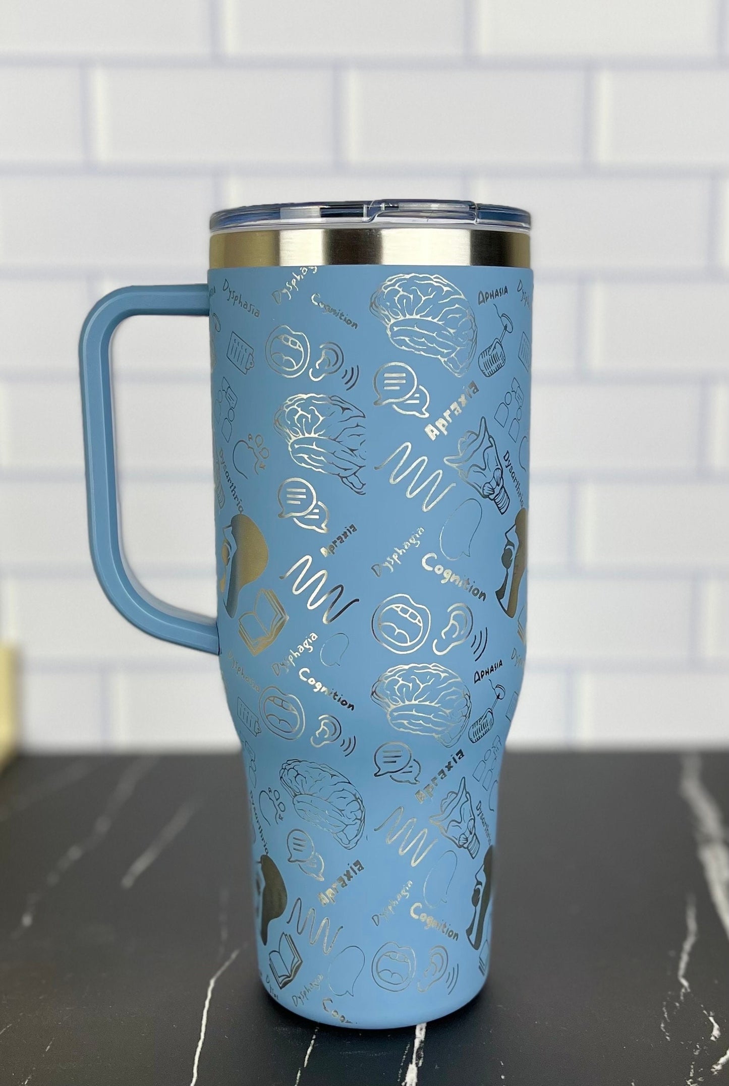 40oz SLP Tumbler, Laser Engraved Cup, Speech Language Pathologist
