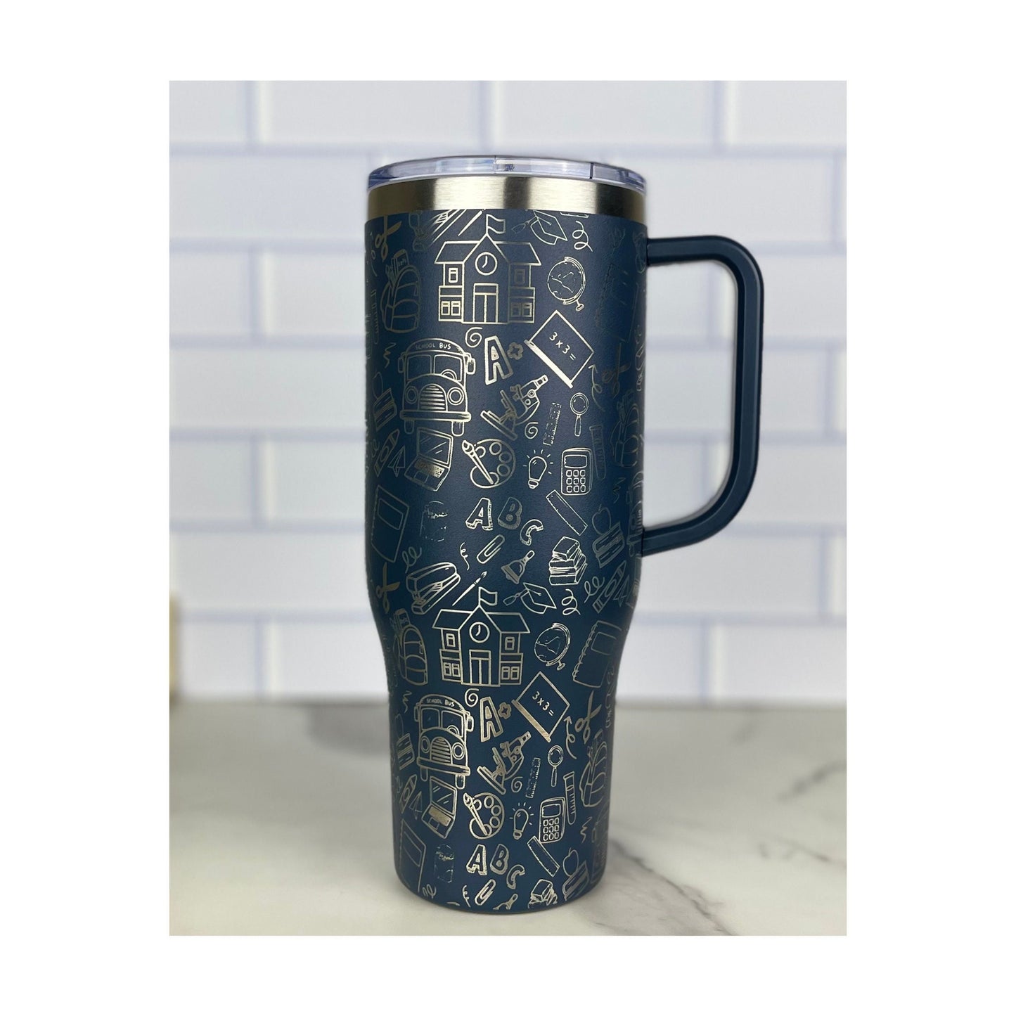 40OZ Teacher Tumbler with Handle, Complete wrap 40oz Tumbler, Back to School Gift!
