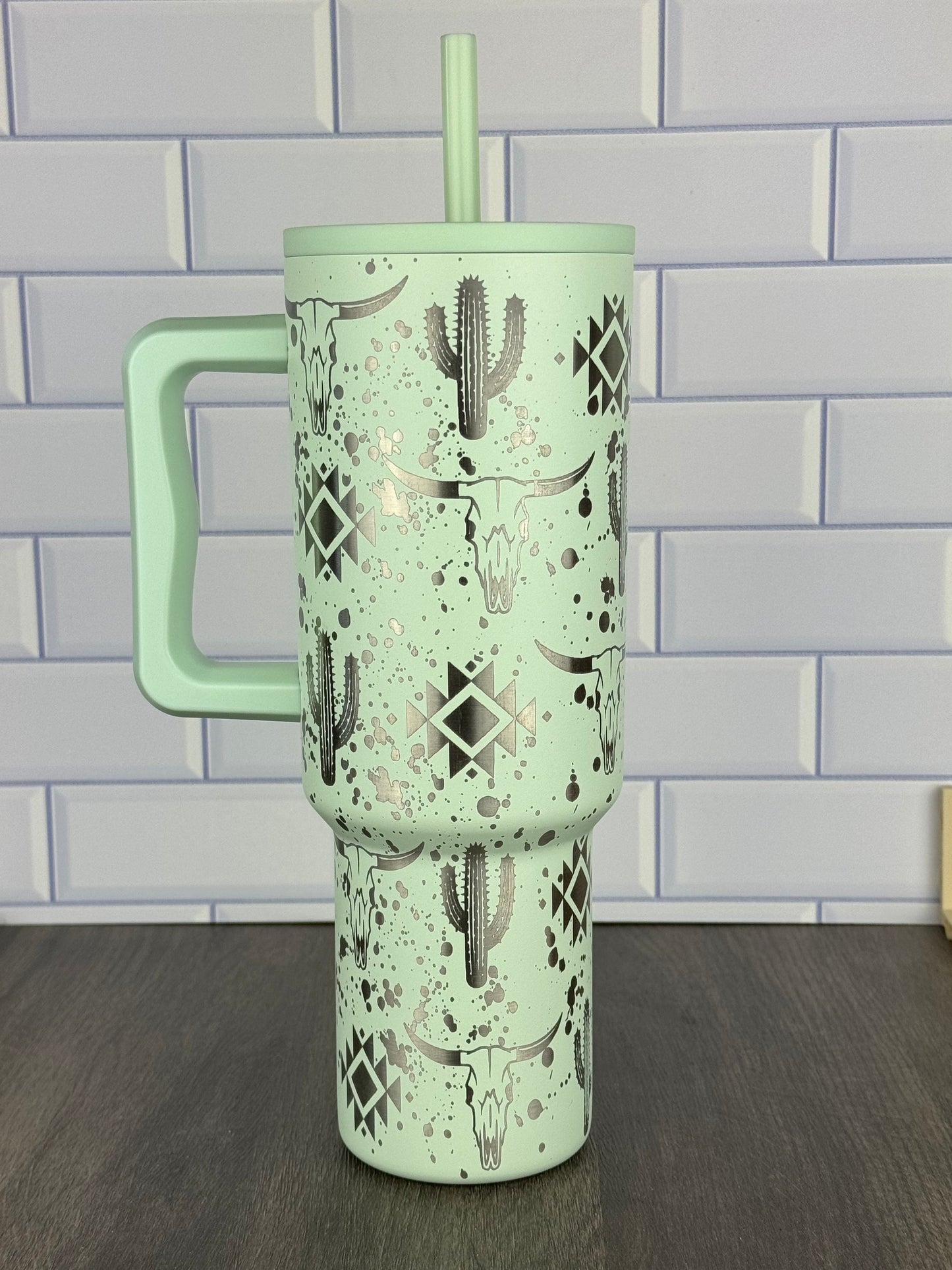 40oz Simple Modern Trek Tumbler Western Aztec 360 Wrap Design, Laser Engraved Gift for Her