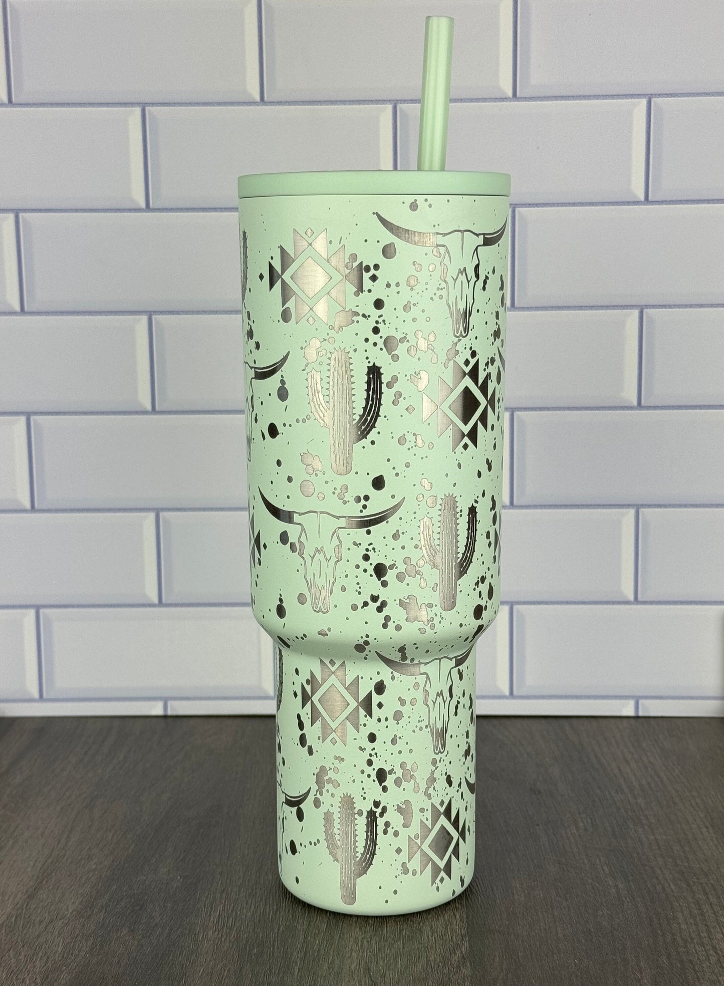 40oz Simple Modern Trek Tumbler Western Aztec 360 Wrap Design, Laser Engraved Gift for Her