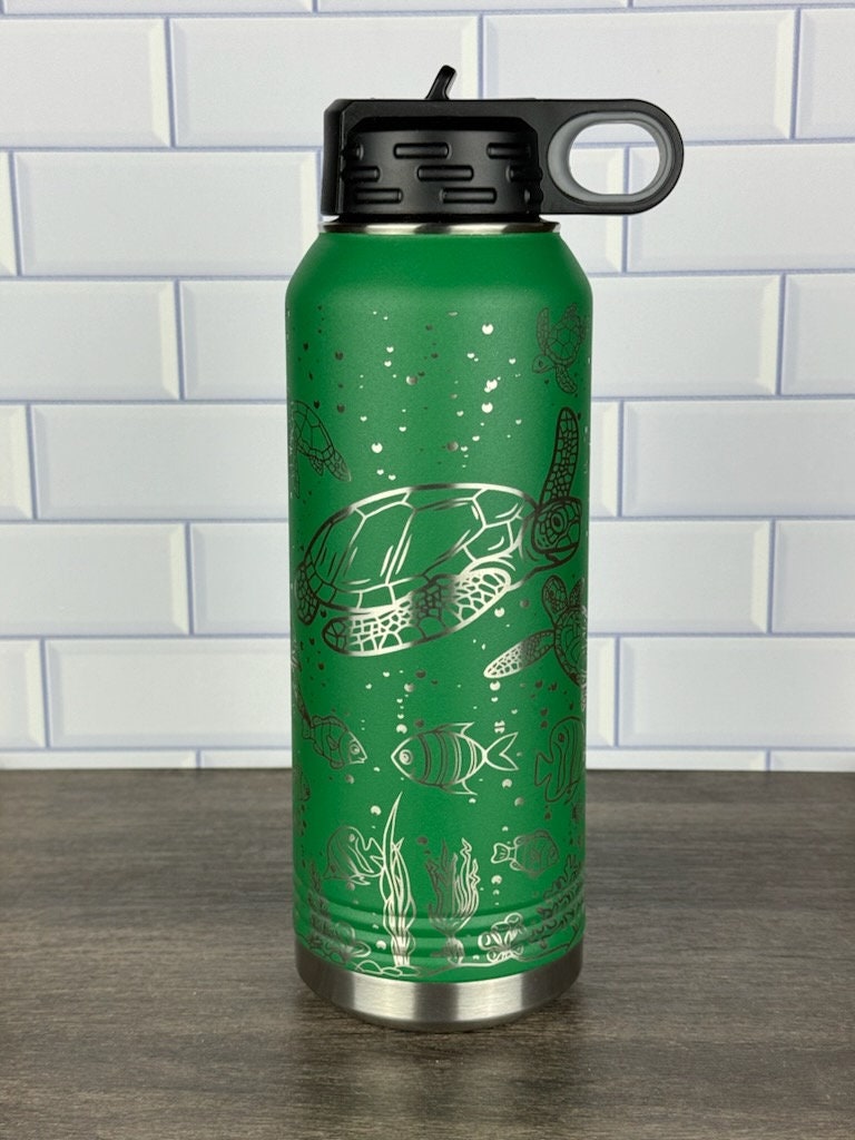 Sea Turtle Water Bottle, Sea Theme 32 oz Water Bottle, Cup for the Beach, Gift For a Tutle Lover