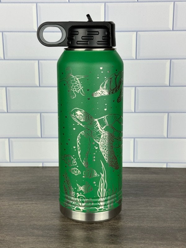 Sea Turtle Water Bottle, Sea Theme 32 oz Water Bottle, Cup for the Beach, Gift For a Tutle Lover