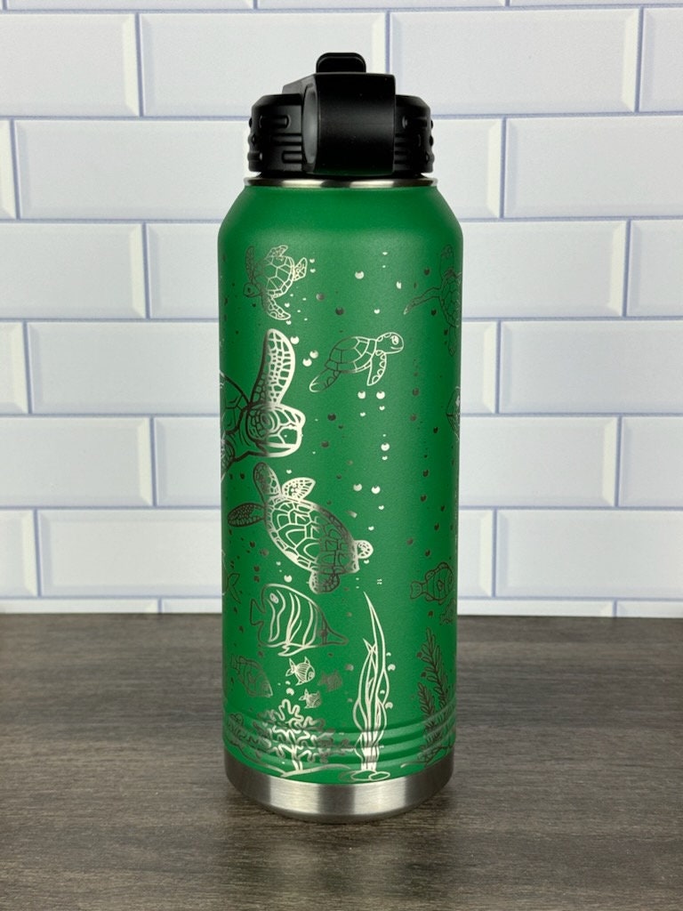 Sea Turtle Water Bottle, Sea Theme 32 oz Water Bottle, Cup for the Beach, Gift For a Tutle Lover