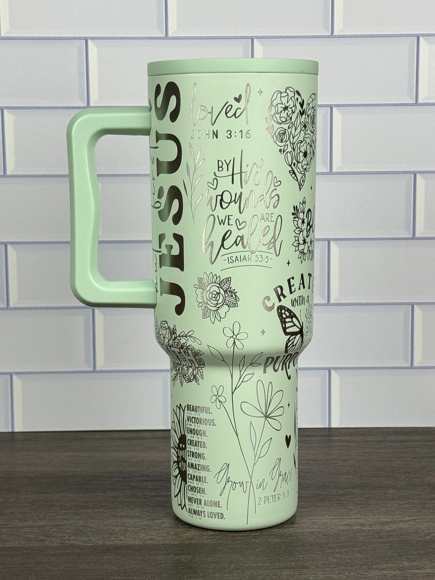 40oz Simple Modern Trek Tumbler Christian Inspired Tumbler Cup, Laser Engraved Gift for Her, Mothers Day Gift
