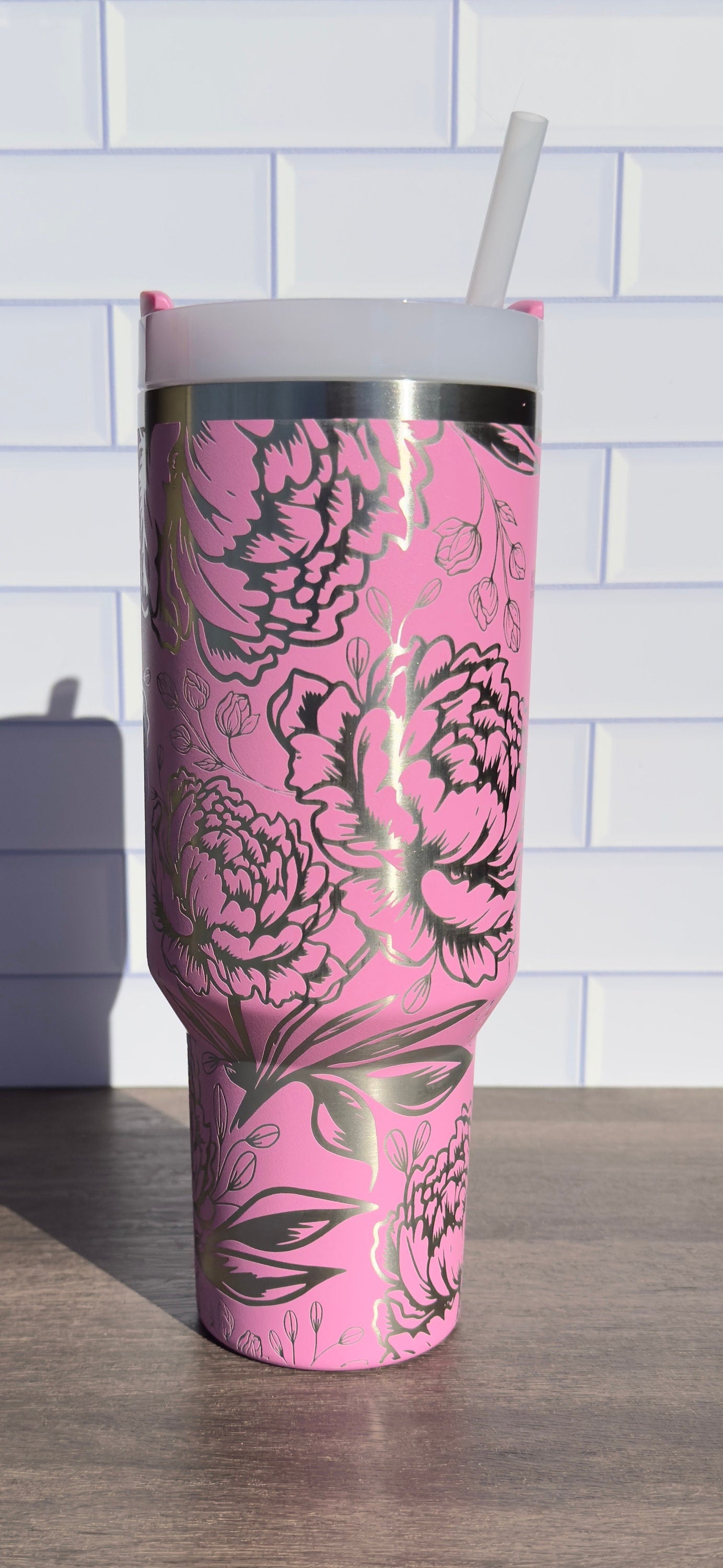 40oz Stanley Quencher Tumbler Peony Flower Desing, Perfect Mother's Day Gift, Birthday Gift, Gift For Her