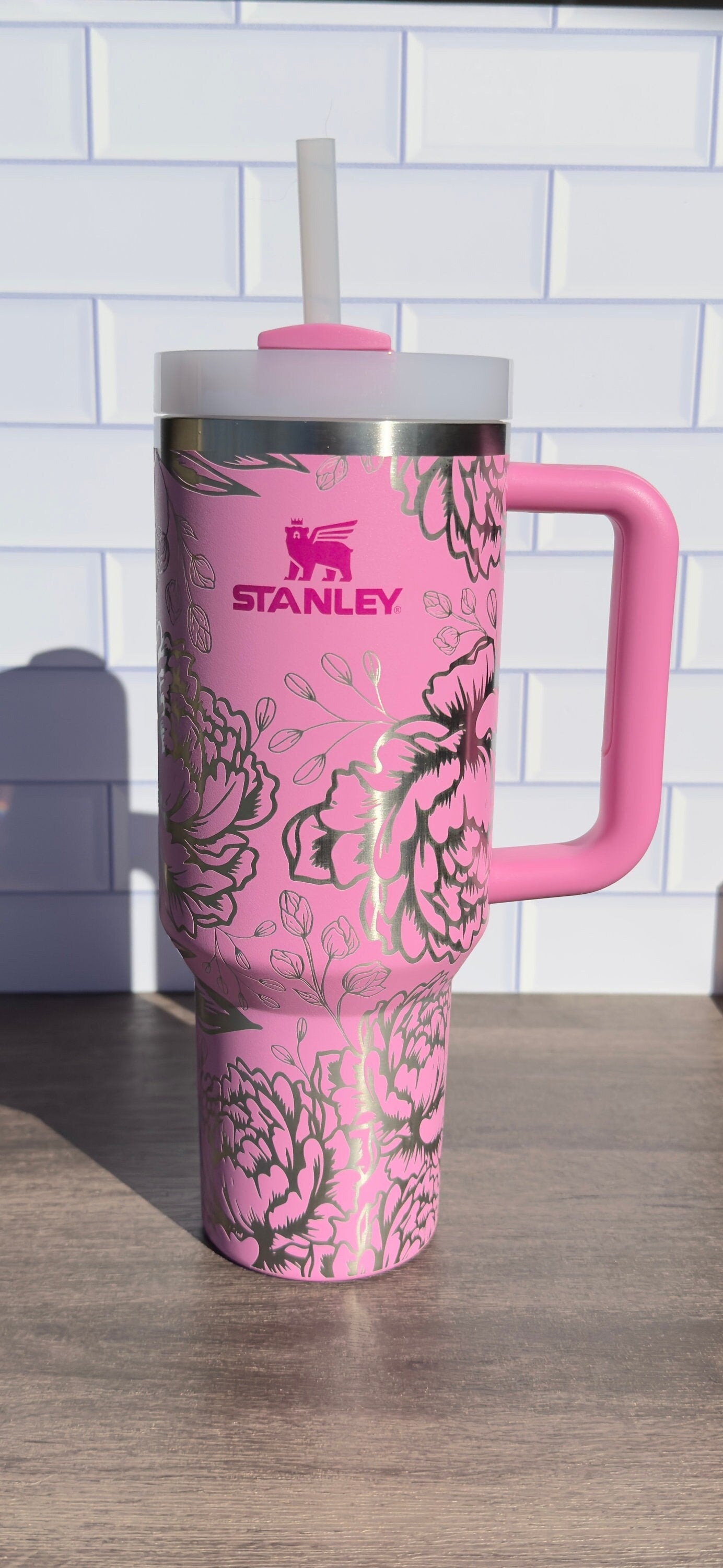 40oz Stanley Quencher Tumbler Peony Flower Desing, Perfect Mother's Day Gift, Birthday Gift, Gift For Her
