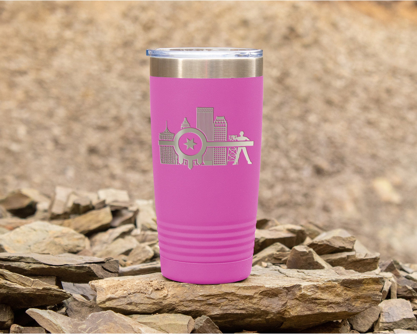 Tulsa Flag Tumbler Engraved Tumbler with Tulsa Flag and Tulsa Skyline, Perfect gift to show of your love for Tulsa