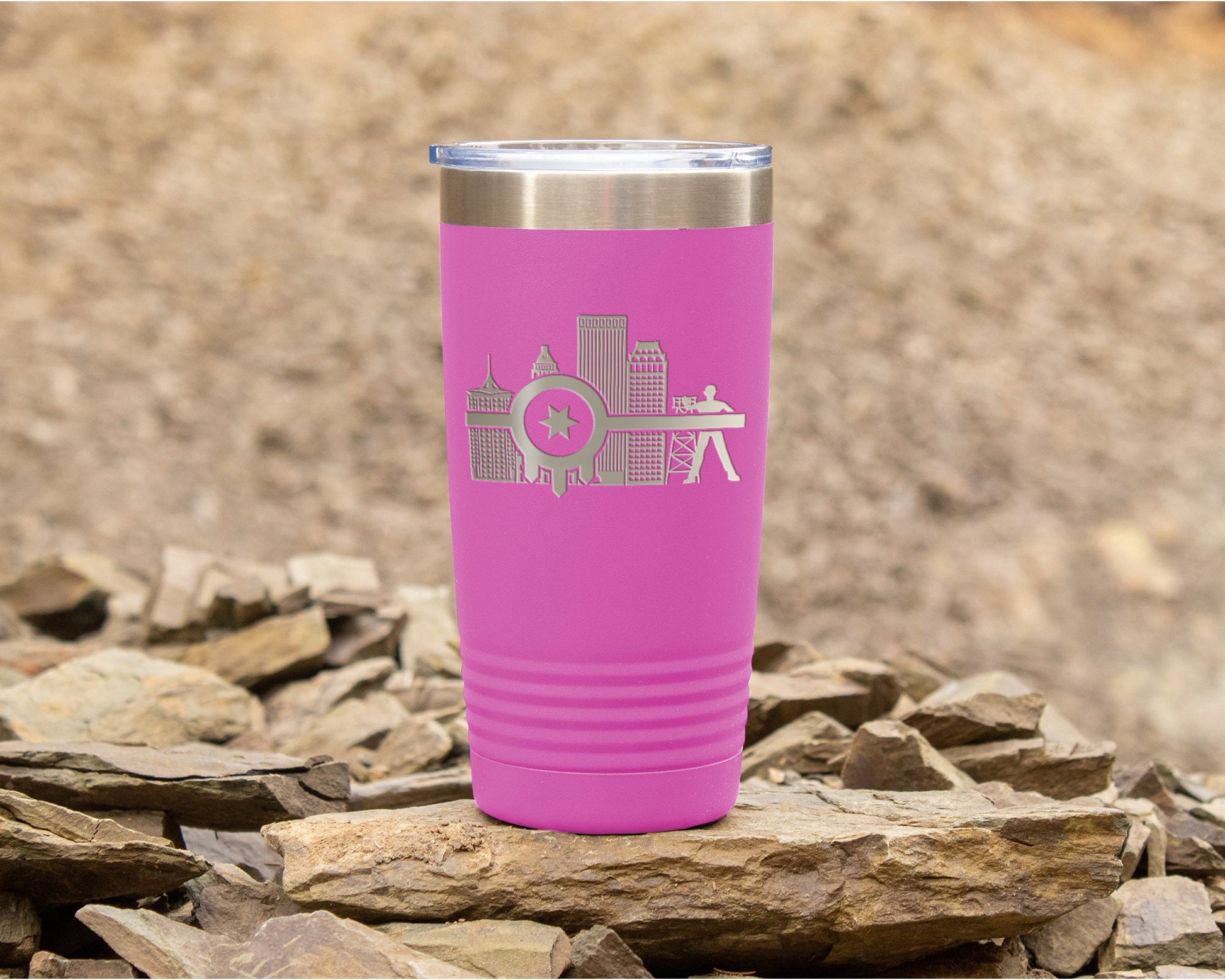 Tulsa Flag Tumbler Engraved Tumbler with Tulsa Flag and Tulsa Skyline, Perfect gift to show of your love for Tulsa