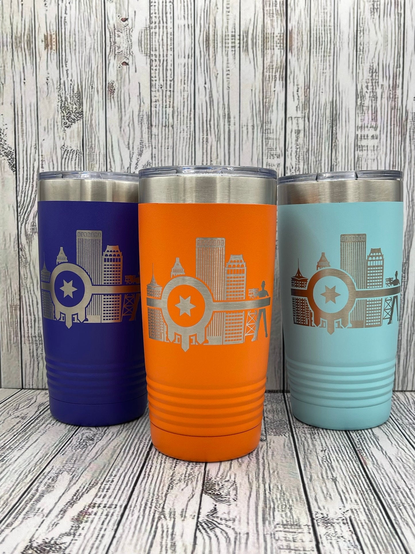 Tulsa Flag Tumbler Engraved Tumbler with Tulsa Flag and Tulsa Skyline, Perfect gift to show of your love for Tulsa