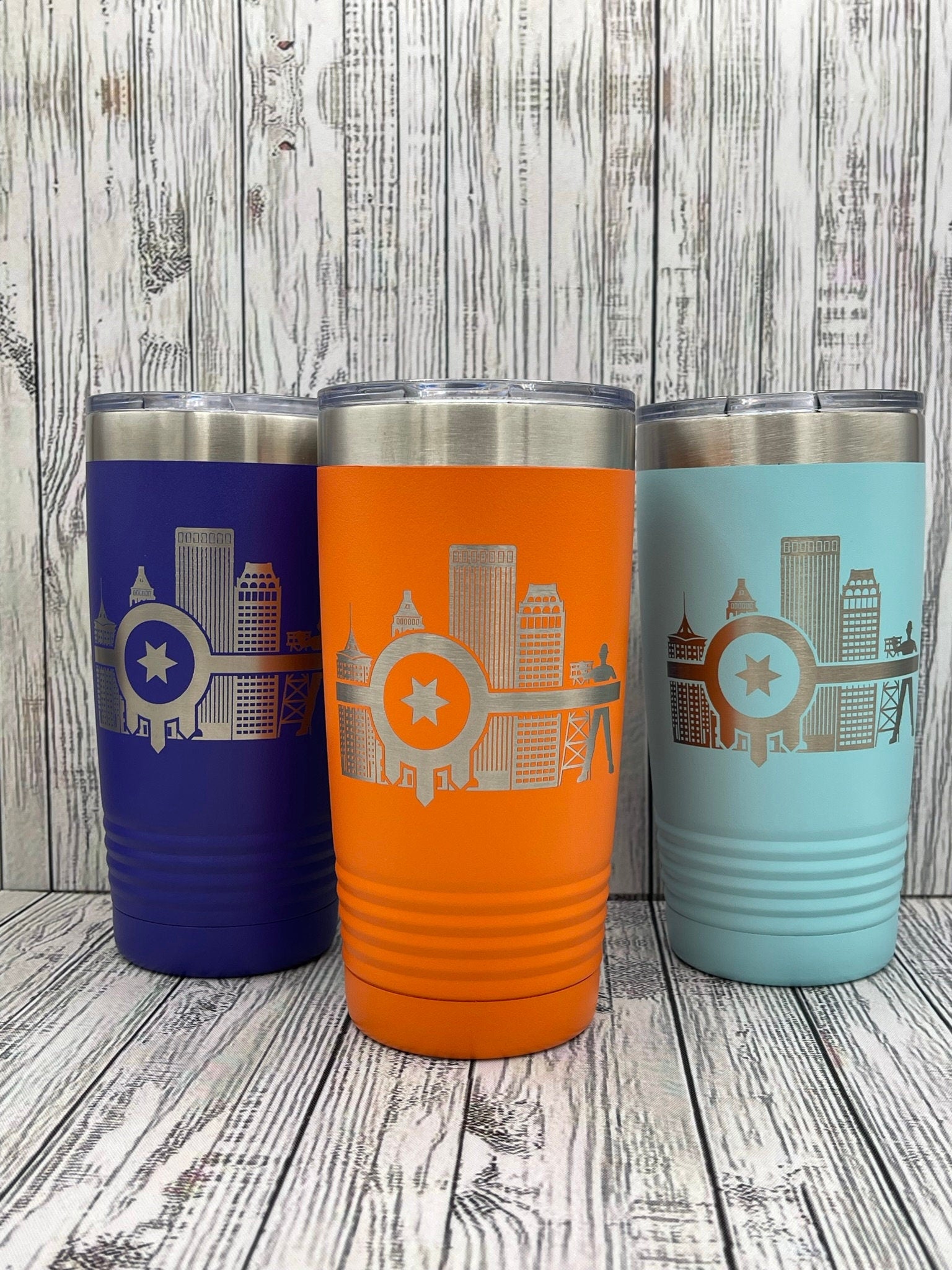 Tulsa Flag Tumbler Engraved Tumbler with Tulsa Flag and Tulsa Skyline, Perfect gift to show of your love for Tulsa