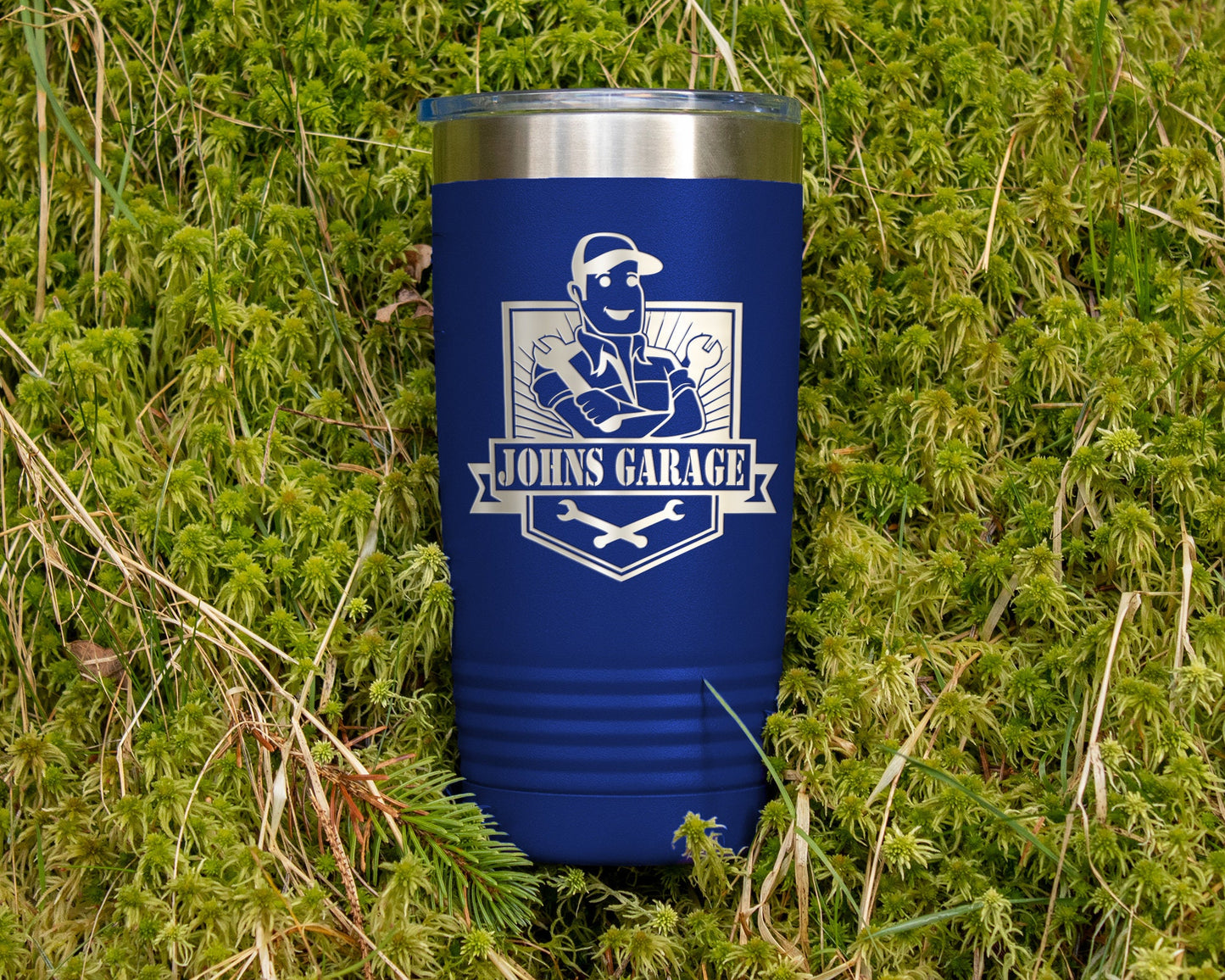 Personalized 20oz Mechanic Theme Tumbler | Dad's Garage Gift | Laser Engraved Powder Coated Cup