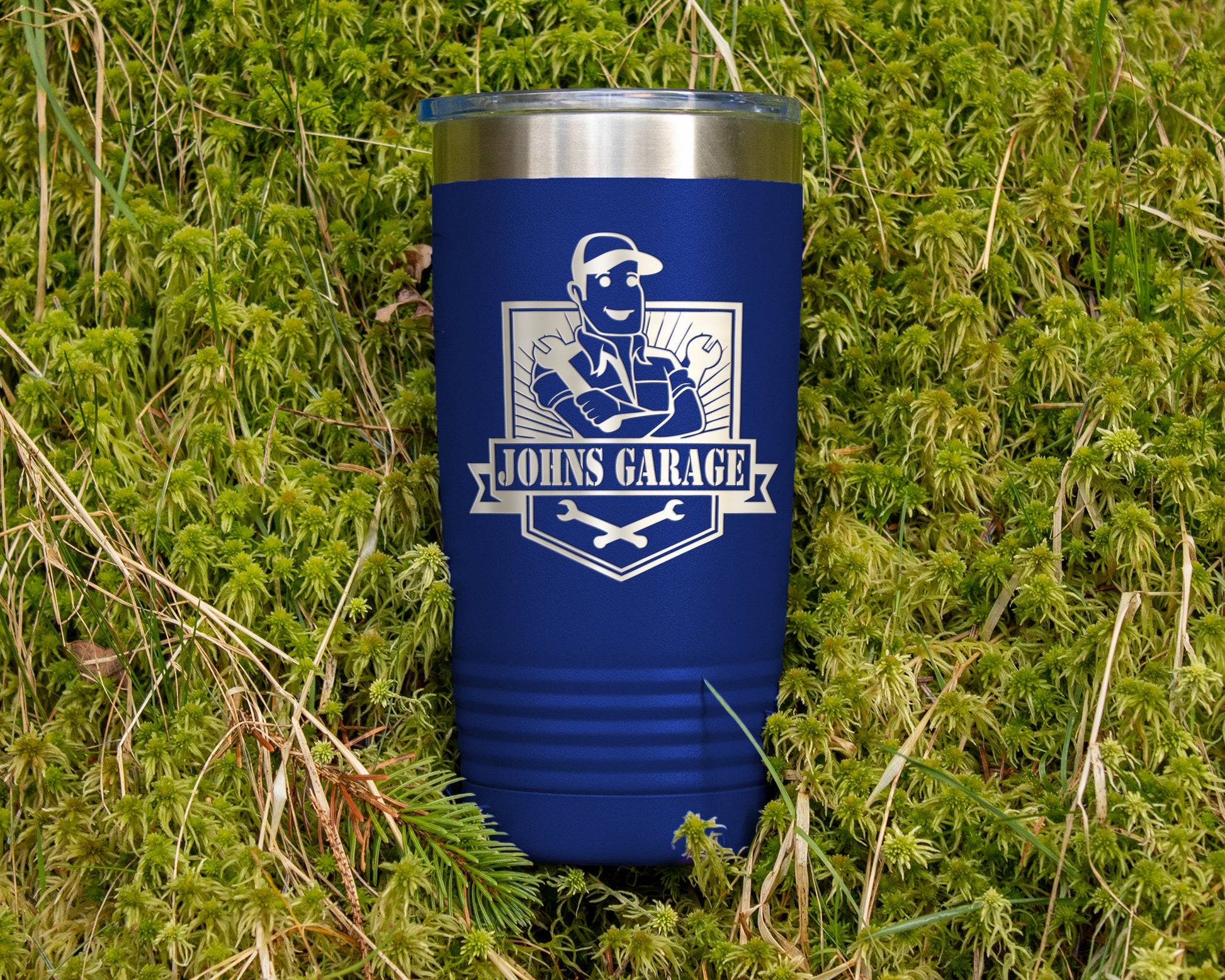 Personalized 20oz Mechanic Theme Tumbler | Dad's Garage Gift | Laser Engraved Powder Coated Cup