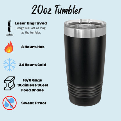 Personalized 20oz Mechanic Theme Tumbler | Dad's Garage Gift | Laser Engraved Powder Coated Cup