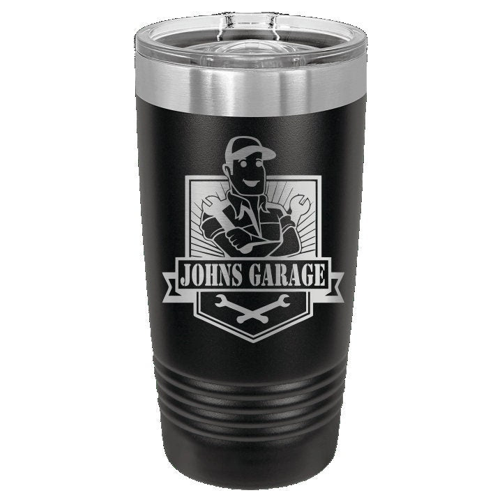 Personalized 20oz Mechanic Theme Tumbler | Dad's Garage Gift | Laser Engraved Powder Coated Cup