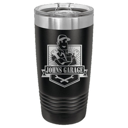 Personalized 20oz Mechanic Theme Tumbler | Dad's Garage Gift | Laser Engraved Powder Coated Cup