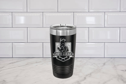 Personalized 20oz Mechanic Theme Tumbler | Dad's Garage Gift | Laser Engraved Powder Coated Cup