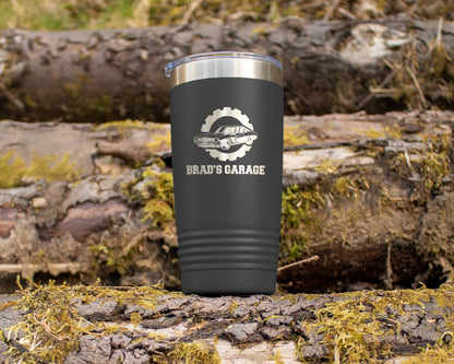 Personalized 20oz Dads Garage Tumbler, Car Tumbler, Engraved Tumbler Father's Day Gift