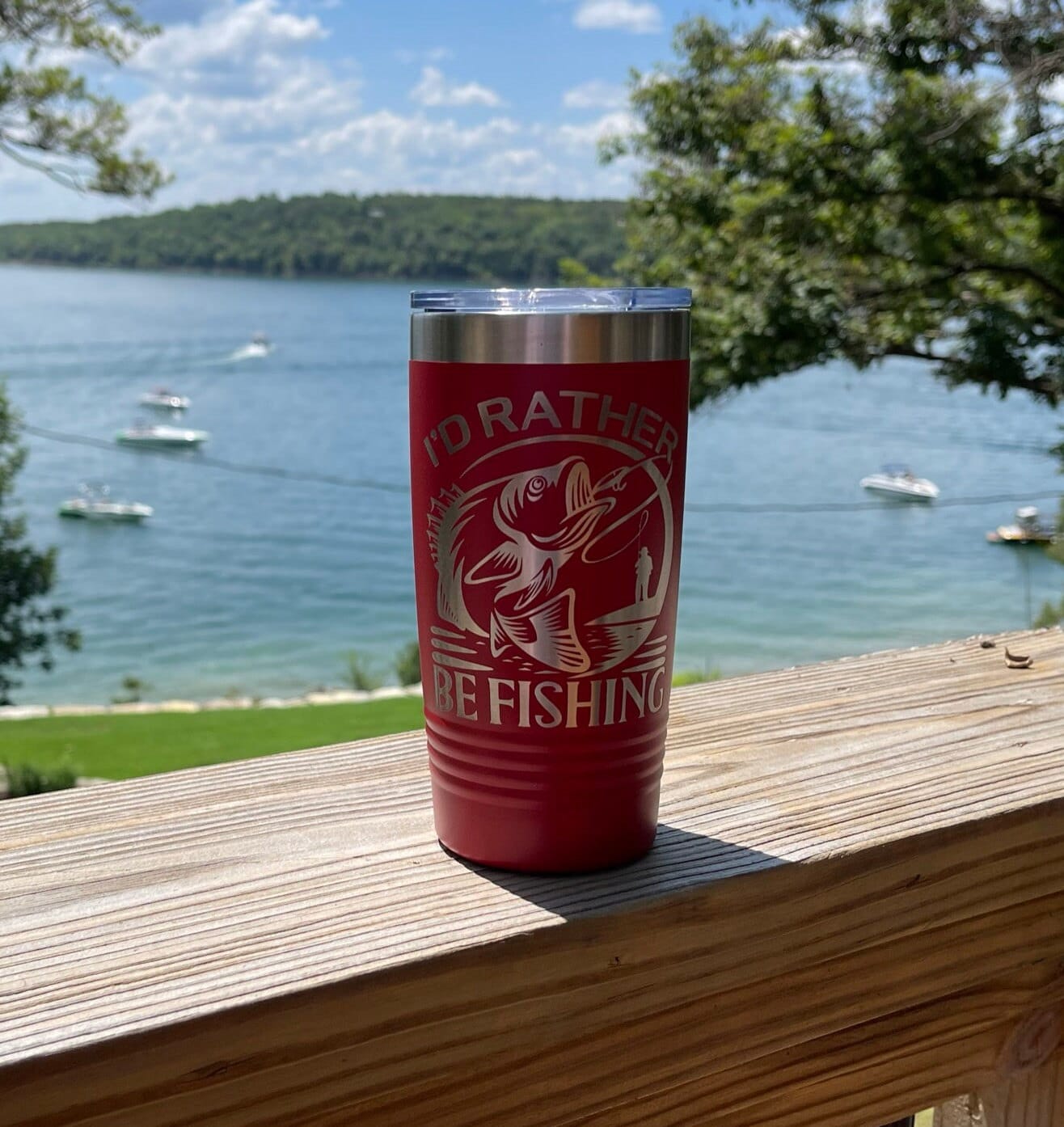 Customized Lake Themed 20oz Tumbler, Perfect Gift for a Lake Lover, Laser Engraved Lake Design for Outdoor Enthusiasts