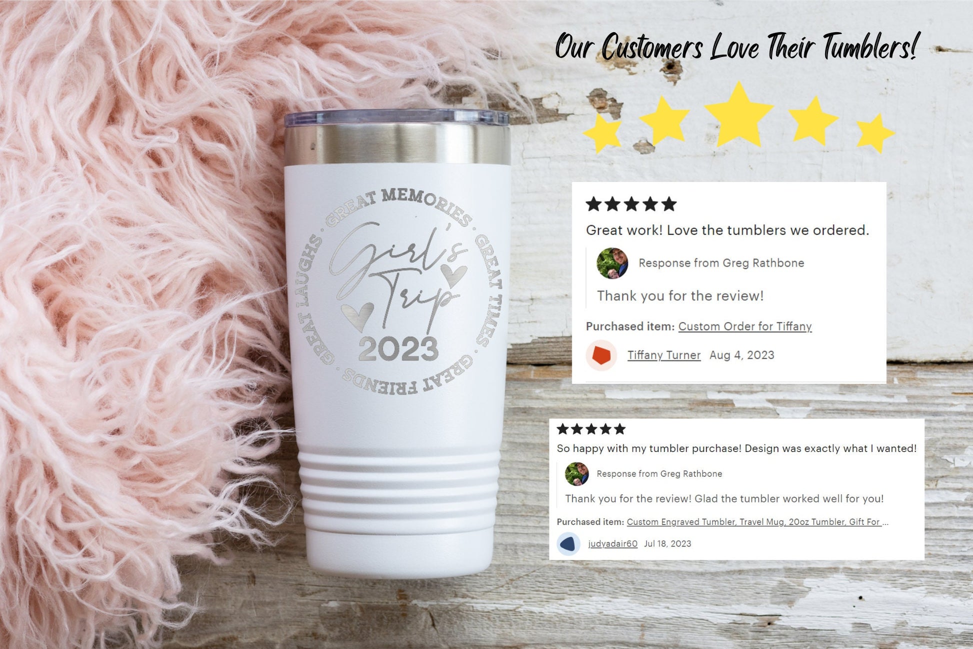 Girls Trip Laser Engraved 20oz Tumbler, Girls Weekend, Bachelorette Party, Beach trip, Vacation Cup, Customizable, Personalized