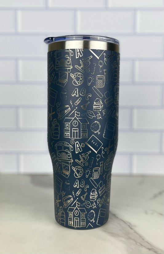 40OZ Teacher Tumbler with Handle, Complete wrap 40oz Tumbler, Back to School Gift!