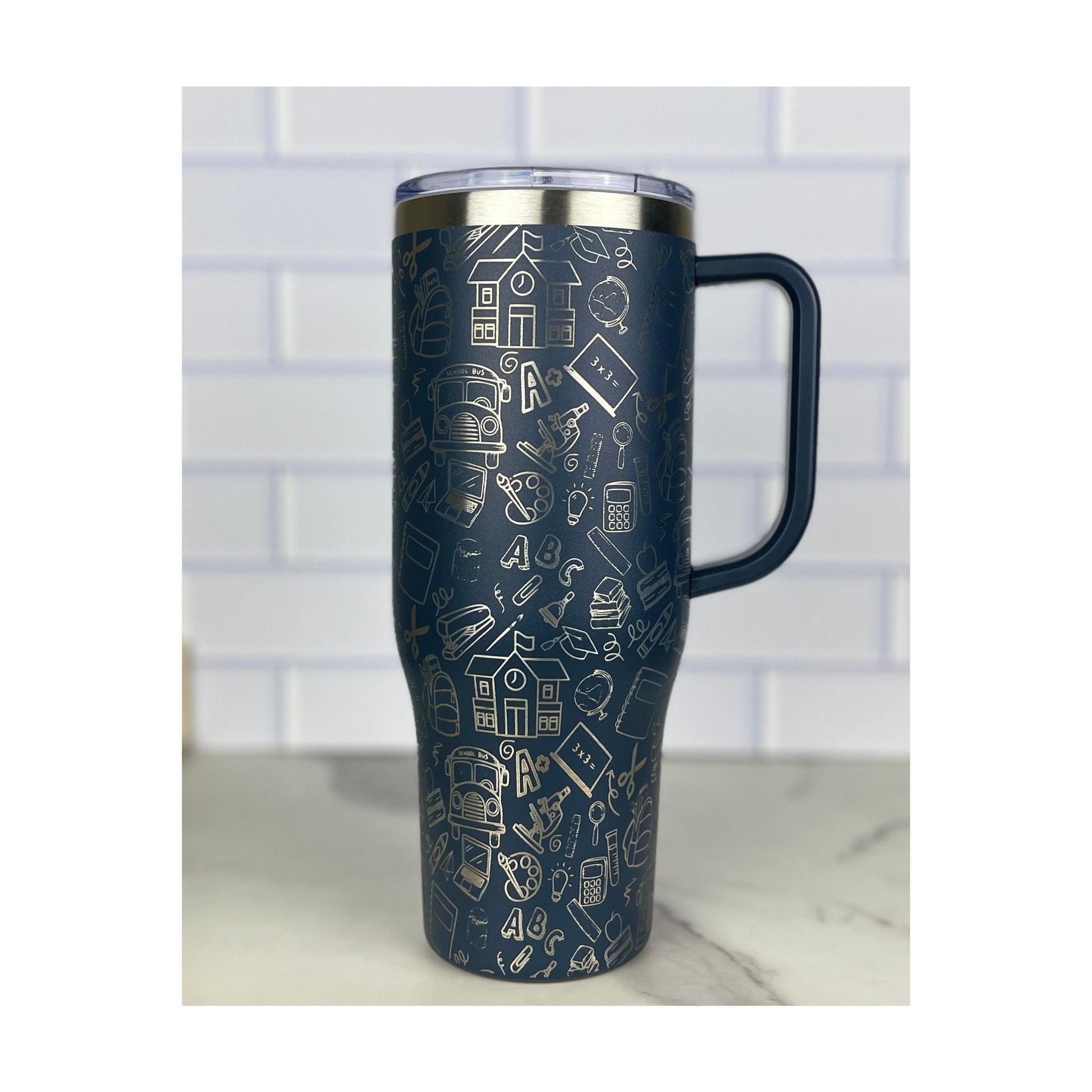 40OZ Teacher Tumbler with Handle, Complete wrap 40oz Tumbler, Back to School Gift!
