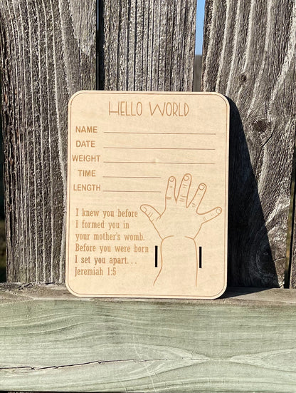 Birth Announcement Sign, Birth Stats Sign, Baby Hospital Bracelet Holder, Newborn Keepsake Gift, Baby Shower Gift, Gift For New Mom