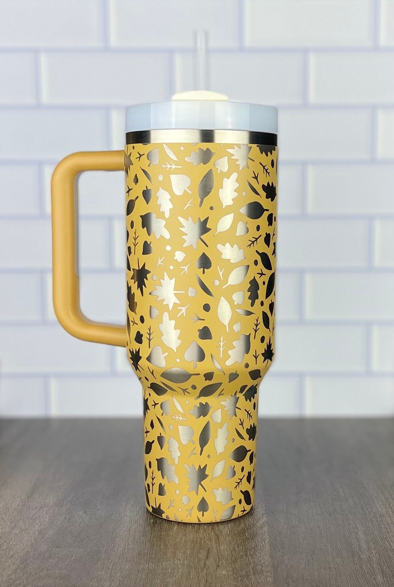40oz Autumn Stanley Quencher Tumbler Fall 360 Wrap Design, Laser Engraved Gift for Her Stanley TikTok Cup