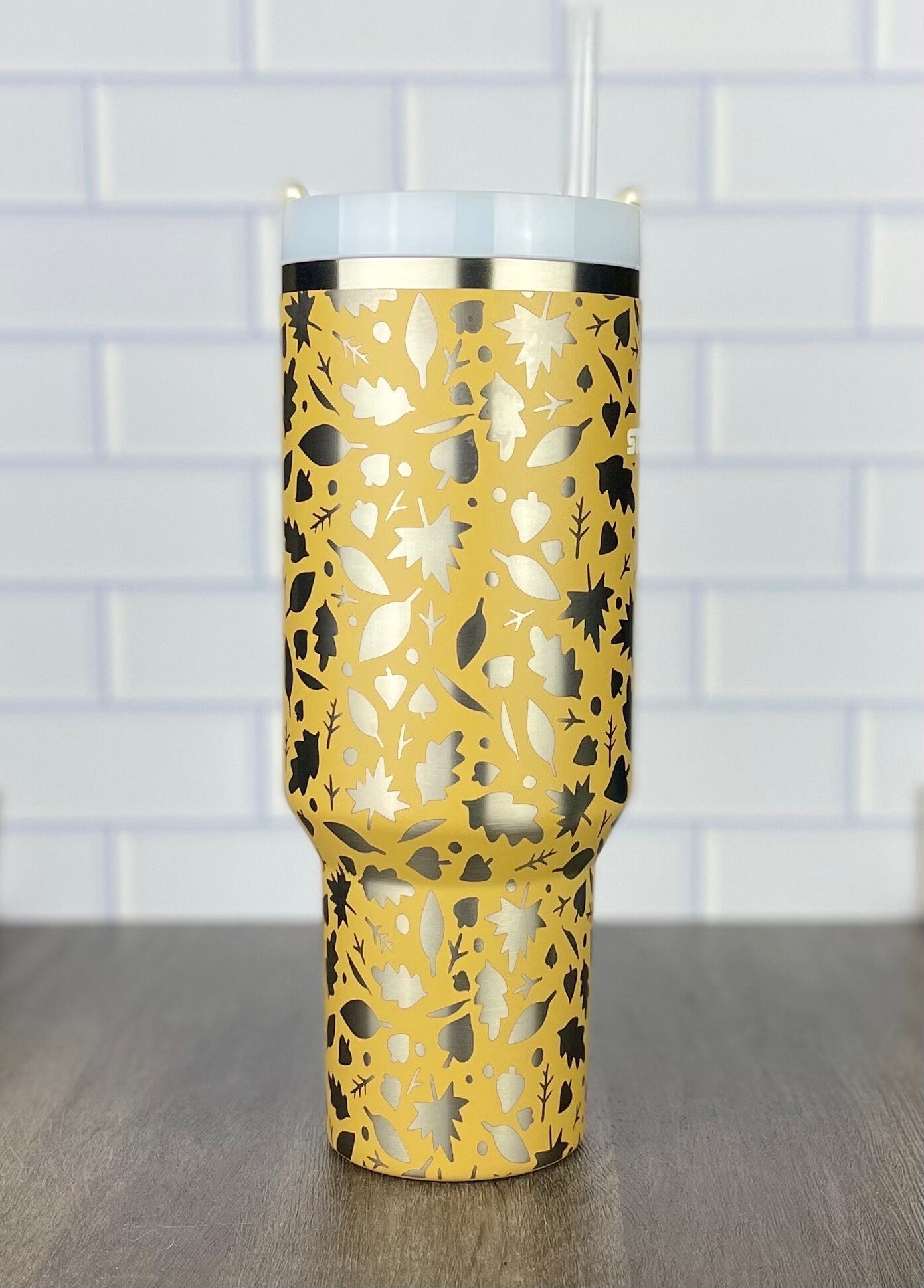 40oz Autumn Stanley Quencher Tumbler Fall 360 Wrap Design, Laser Engraved Gift for Her Stanley TikTok Cup