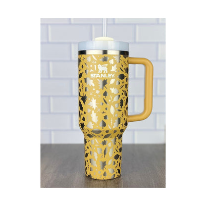 40oz Autumn Stanley Quencher Tumbler Fall 360 Wrap Design, Laser Engraved Gift for Her Stanley TikTok Cup