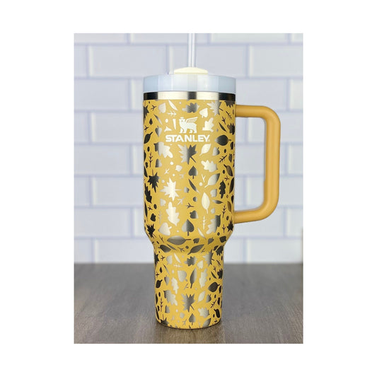 40oz Autumn Stanley Quencher Tumbler Fall 360 Wrap Design, Laser Engraved Gift for Her Stanley TikTok Cup