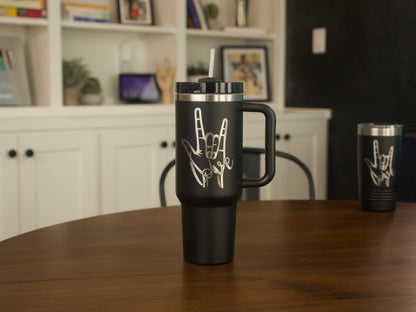 Love Sign Language Tumbler - 20oz and 40oz Sizes, ASL Inspired Drinkware,