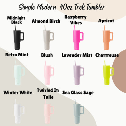 Engraved 40oz Simple Modern Trek Tumbler Nature Themed Design, Mountain Lover Cup, Camping Tumbler