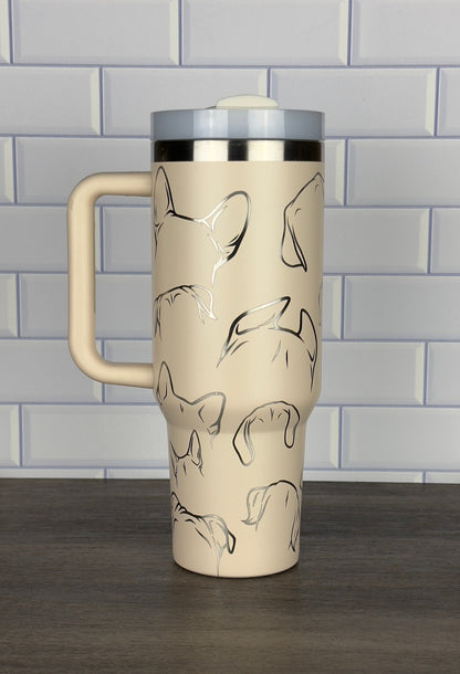 Dog Lover Tumbler, Dog Ears, Custom Laser Engraved Dog Gift, Stanley and Dupe Options Gift for Veterinarian