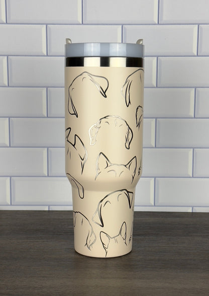Dog Lover Tumbler, Dog Ears, Custom Laser Engraved Dog Gift, Stanley and Dupe Options Gift for Veterinarian