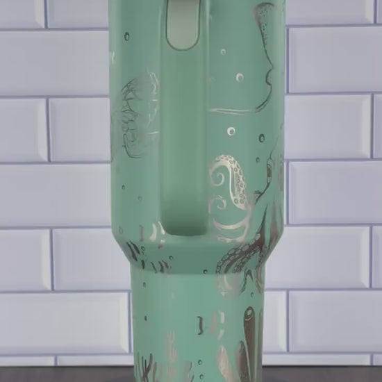 40oz Stanley Quencher Tumbler Sea Creatures, Octopus Tumbler, 360 full design, Engraved Gift for Her Stanley TikTok Cup