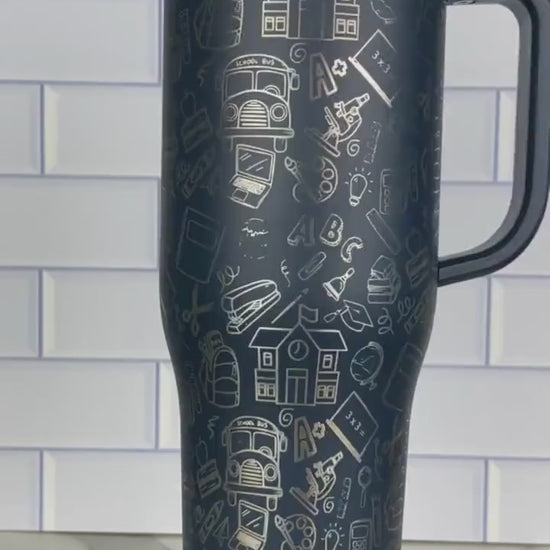 40OZ Teacher Tumbler with Handle, Complete wrap 40oz Tumbler, Back to School Gift!