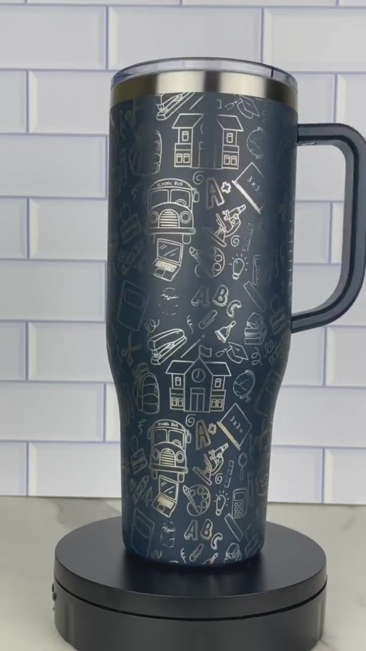 40OZ Teacher Tumbler with Handle, Complete wrap 40oz Tumbler, Back to School Gift!
